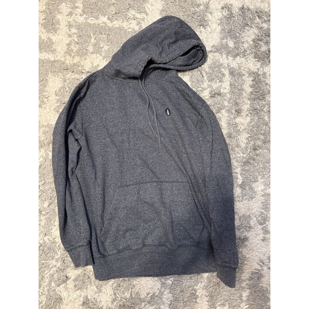 Volcom Mens Hoodie Sweatshirt L Heather Navy Pullover Skate Long Sleeve Logo